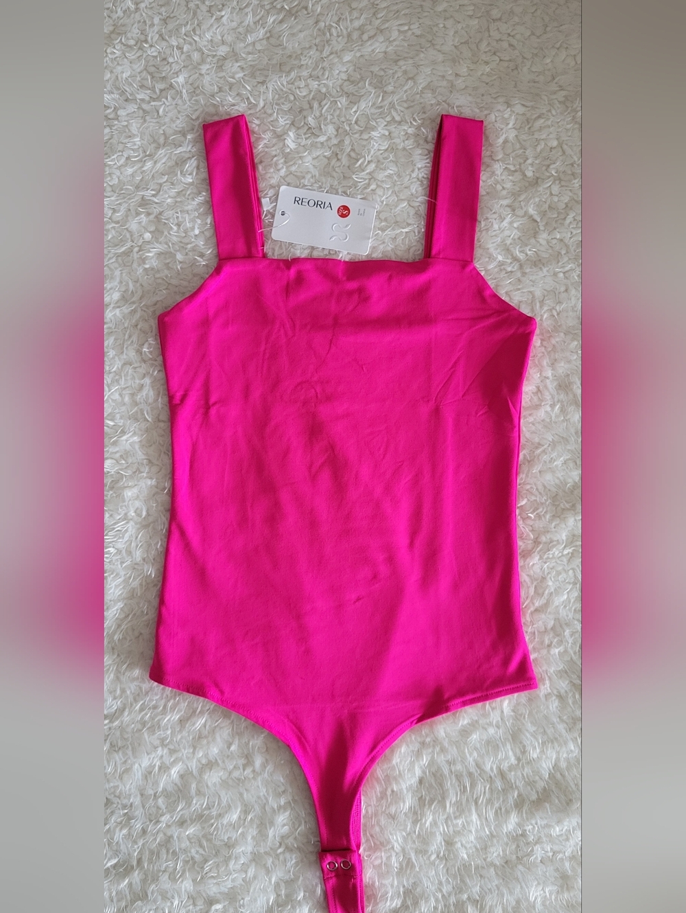 Reoria Hot Pink Square-Neck Tank Bodysuit - Women